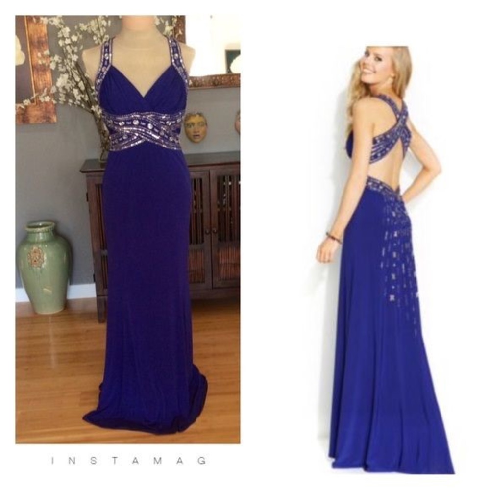 Adrianna Papell Beaded Criss-cross Spray Back 👗 - Picture 5 of 8